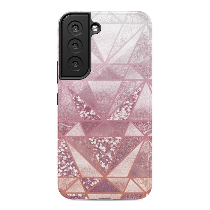 Galaxy S22 StrongFit Pink and rose gold gradient glitter tiles by Oana 