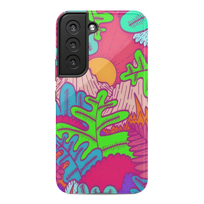 Galaxy S22 StrongFit A pink tropical jungle by Steve Wade (Swade)