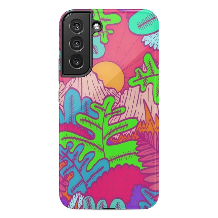 Galaxy S22 plus StrongFit A pink tropical jungle by Steve Wade (Swade)