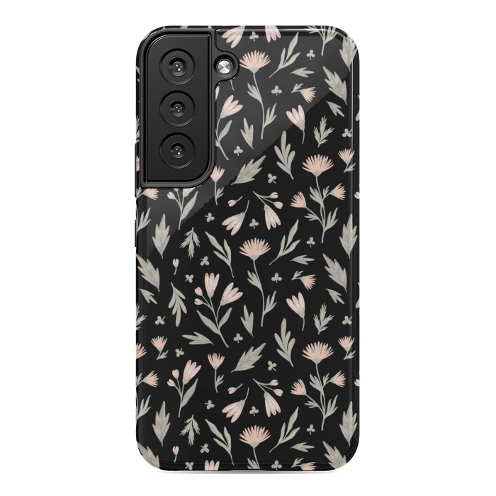 Galaxy S22 StrongFit delicate flowers on a black by Alena Ganzhela