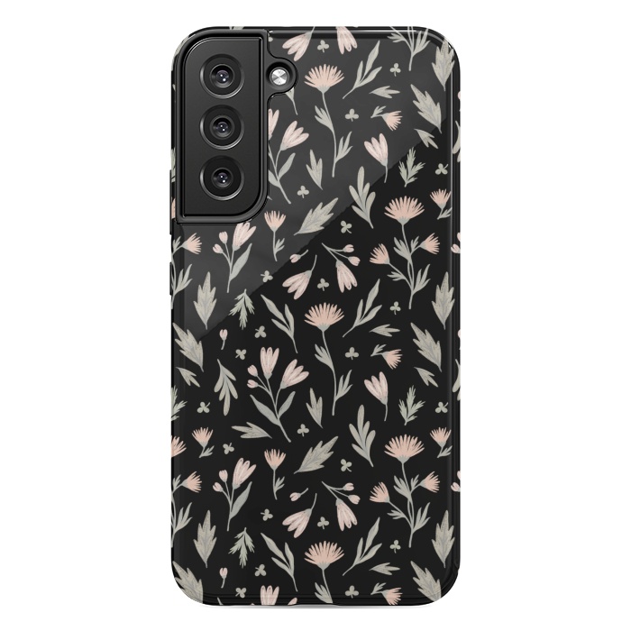 Galaxy S22 plus StrongFit delicate flowers on a black by Alena Ganzhela