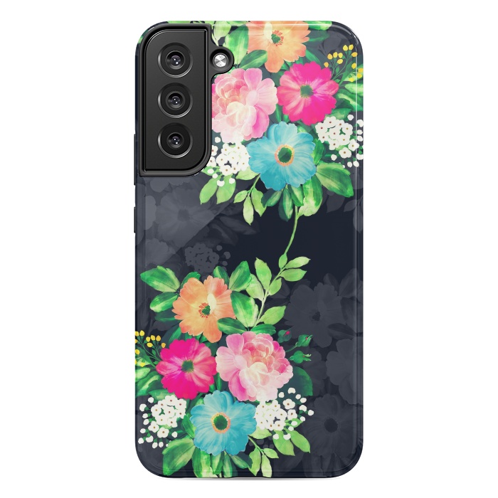 Galaxy S22 plus StrongFit Watercolor Vintage Roses Floral Dark Blue Design by InovArts