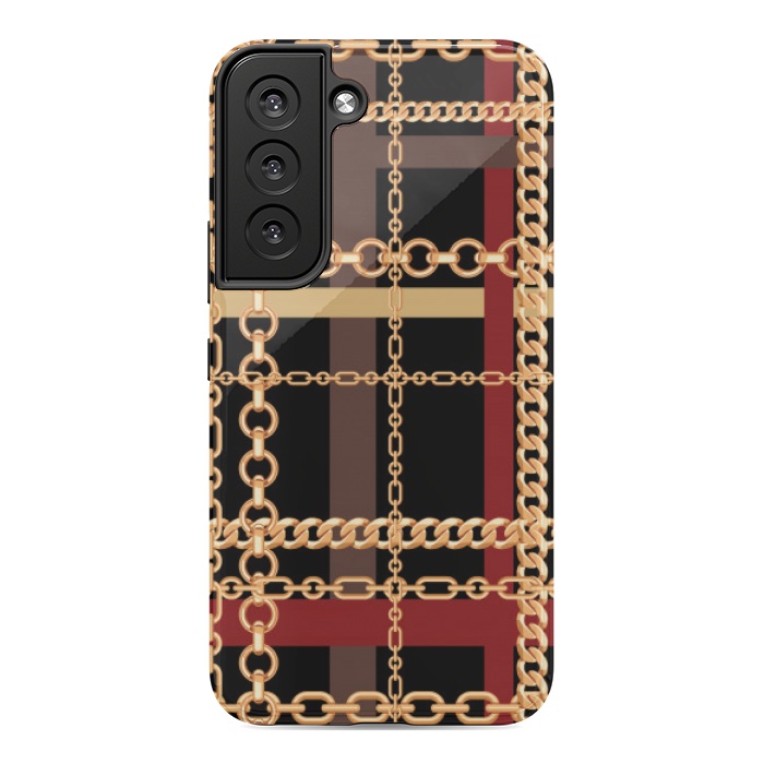 Galaxy S22 StrongFit Golden chains red black by MALLIKA