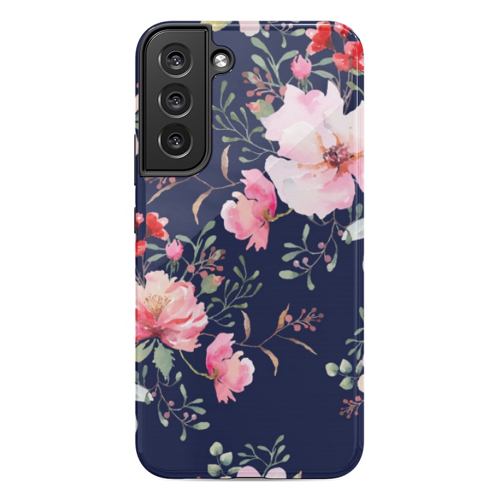 Galaxy S22 plus StrongFit blue pink floral pattern 4 by MALLIKA