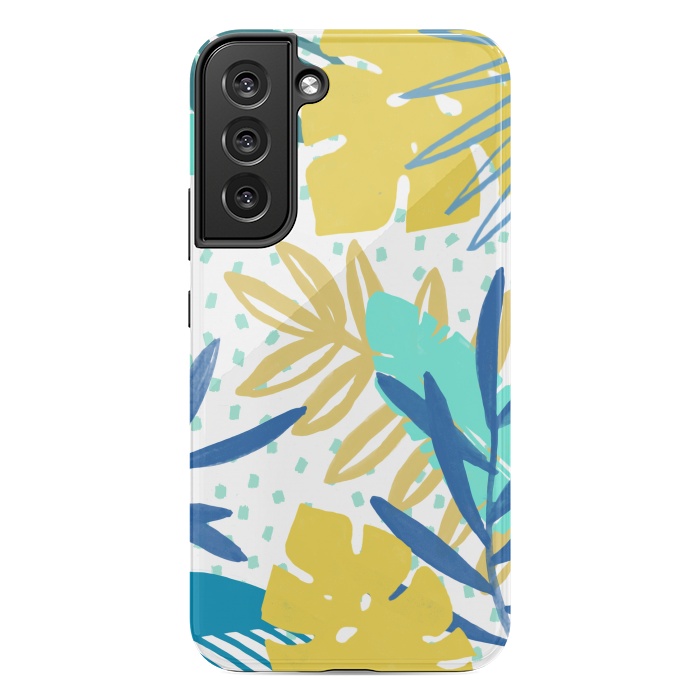 Galaxy S22 plus StrongFit Playful colorful jungle leaves by Oana 