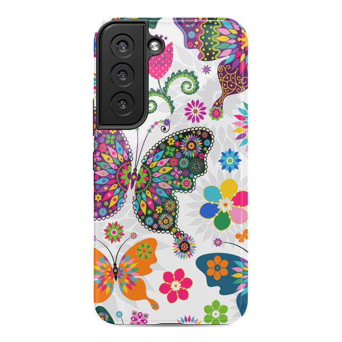 Galaxy S22 StrongFit Cute Butterflies and Flowers in Different Colors by ArtsCase