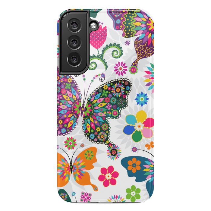 Galaxy S22 plus StrongFit Cute Butterflies and Flowers in Different Colors by ArtsCase