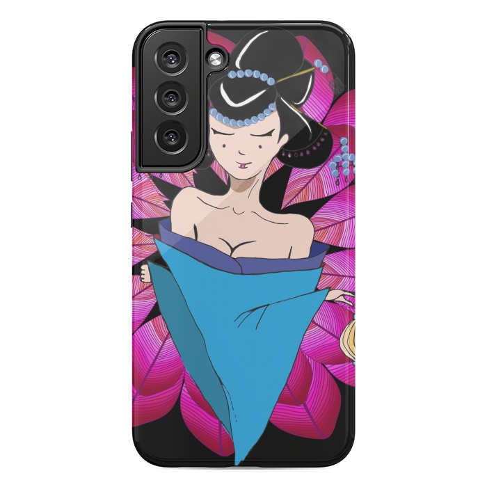 Galaxy S22 plus StrongFit Geisha Girl with Lantern on Leaves by ArtsCase