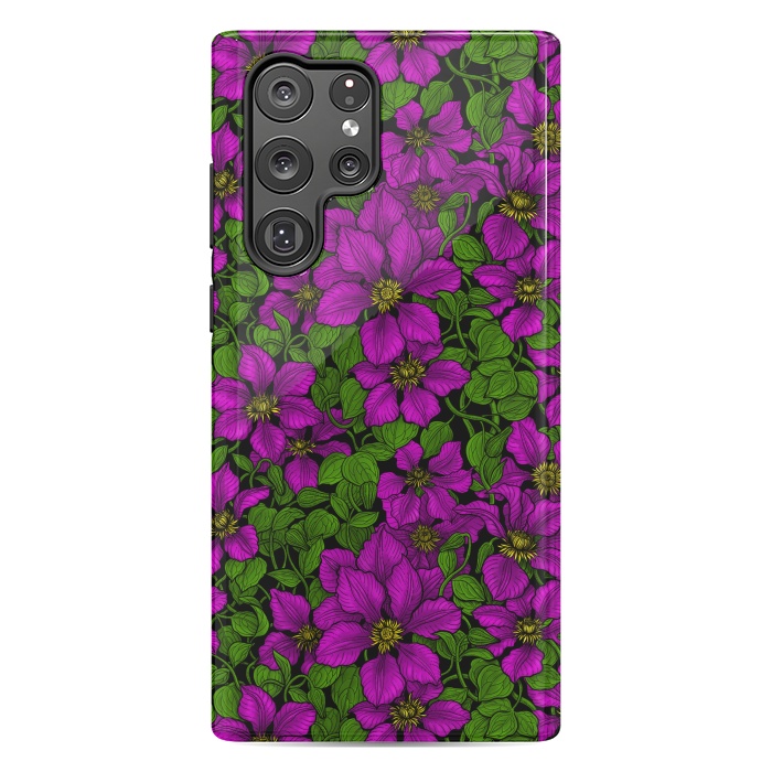 Galaxy S22 Ultra StrongFit Pink Clematis vine by Katerina Kirilova