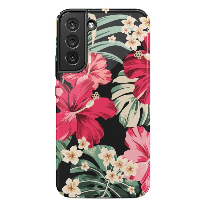 Galaxy S22 plus StrongFit Exotic Tropical Hawaiian Hibiscus Flowers and Palms by ArtsCase