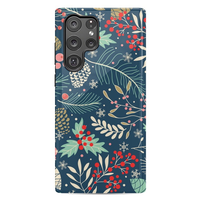 Galaxy S22 Ultra StrongFit Christmas Floral Design III by ArtsCase