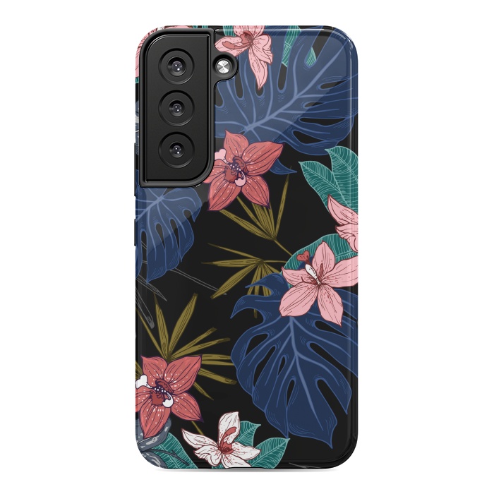 Galaxy S22 StrongFit Tropical Plants, Flowers and Leaves Seamless Pattern 12 by ArtsCase