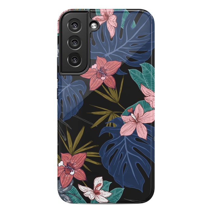 Galaxy S22 plus StrongFit Tropical Plants, Flowers and Leaves Seamless Pattern 12 by ArtsCase