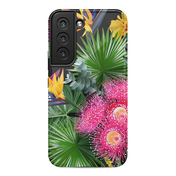 Galaxy S22 StrongFit Tropical Flowers and Leaves, Seamless Pattern by ArtsCase