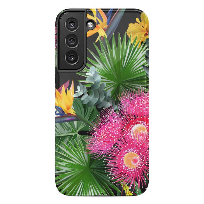 Galaxy S22 plus StrongFit Tropical Flowers and Leaves, Seamless Pattern by ArtsCase