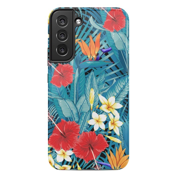 Galaxy S22 plus StrongFit Tropical Flowers Hibiscus Frangipani Heliconias by ArtsCase