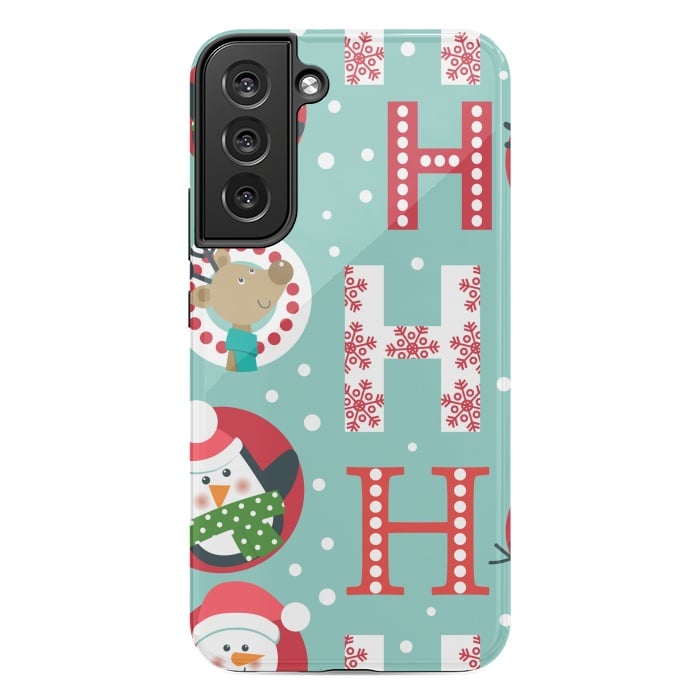 Galaxy S22 plus StrongFit Christmas Pattern with Santa Deer Penguin and Snowman by ArtsCase