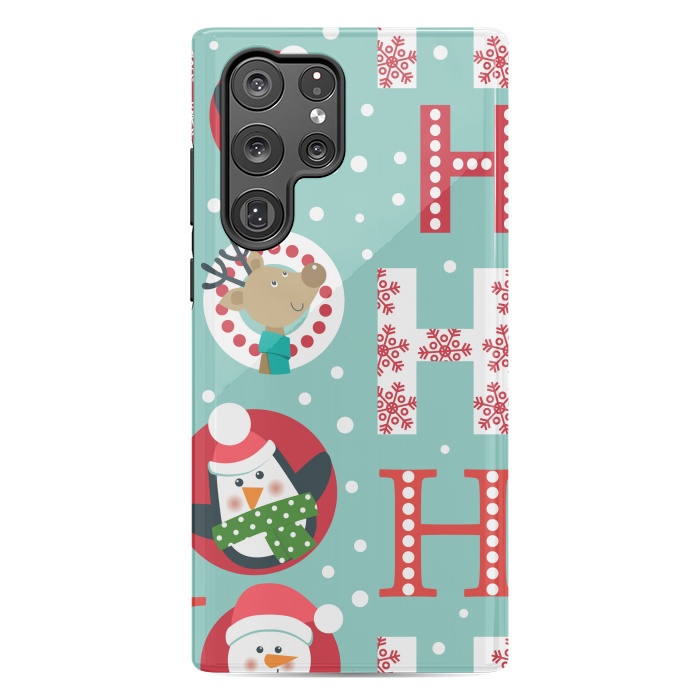 Galaxy S22 Ultra StrongFit Christmas Pattern with Santa Deer Penguin and Snowman by ArtsCase