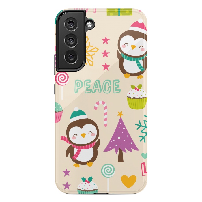 Galaxy S22 plus StrongFit Colorful Cute Penguin and Pecorative Elements for Christmas by ArtsCase