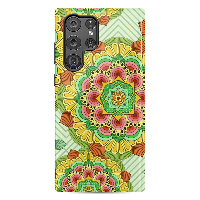 Galaxy S22 Ultra StrongFit Mandala African Zen Floral Ethnic Art Textile by ArtsCase