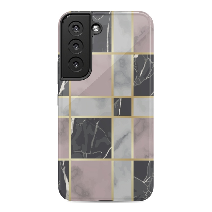 Galaxy S22 StrongFit Marble Repeat Marbling Surface with Gold by ArtsCase
