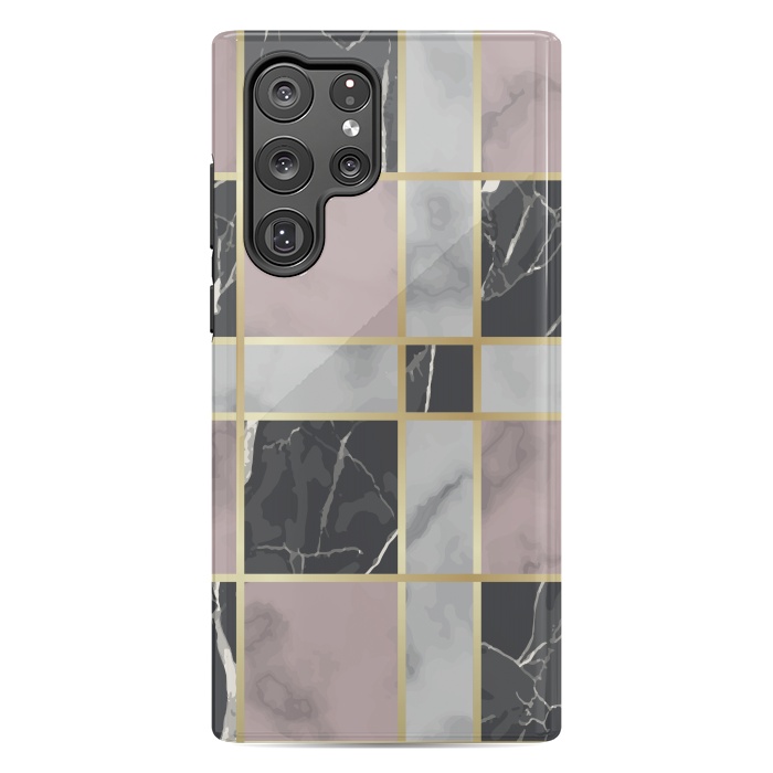 Galaxy S22 Ultra StrongFit Marble Repeat Marbling Surface with Gold by ArtsCase