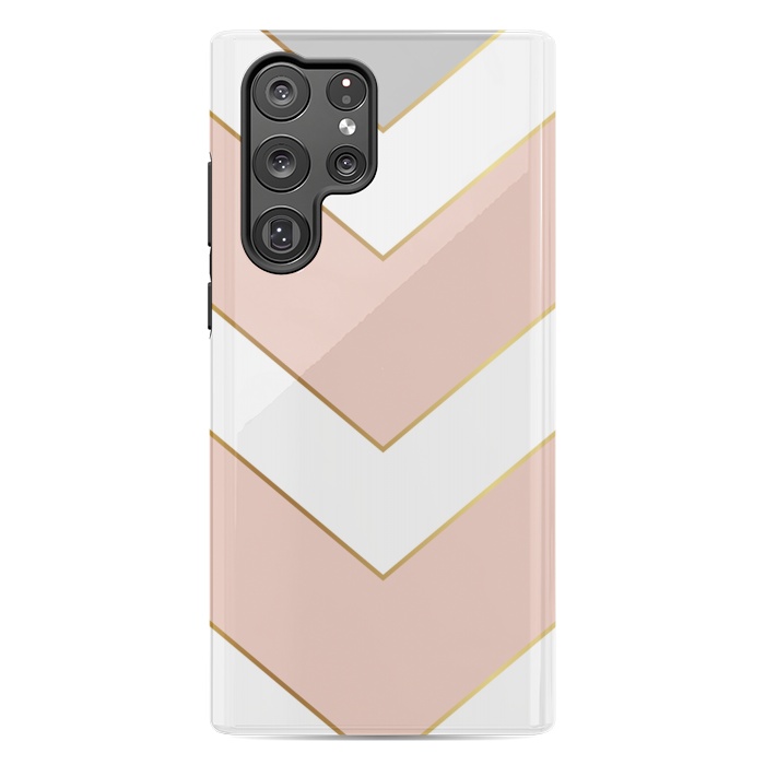 Galaxy S22 Ultra StrongFit Marble with Geometric Design Golden I by ArtsCase