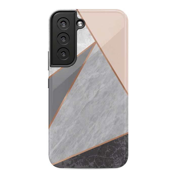 Galaxy S22 StrongFit Modern Geometric Minimalist with Marble Texture by ArtsCase