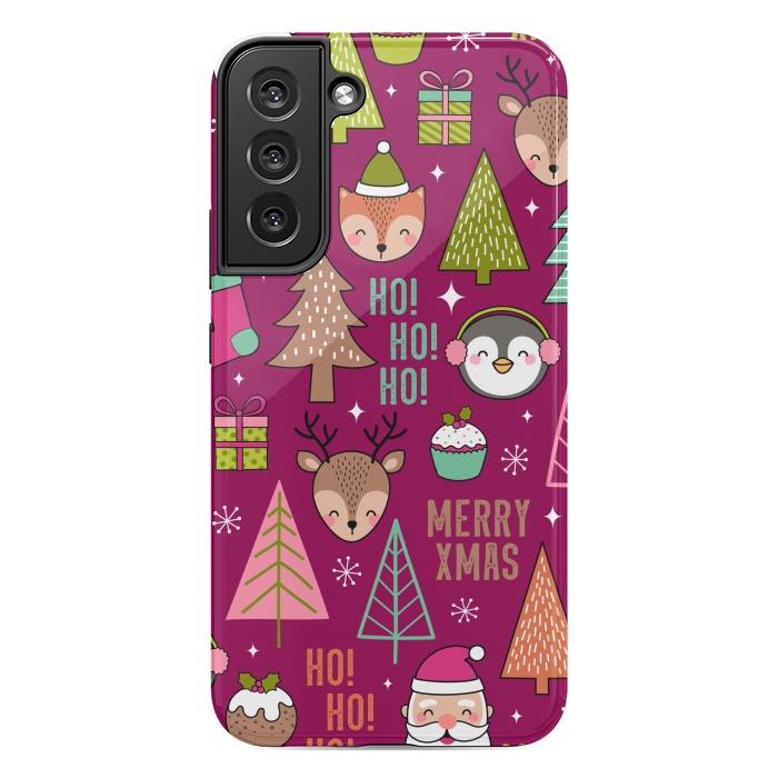 Galaxy S22 plus StrongFit Pine Trees and Christmas Elements Seamless Pattern by ArtsCase