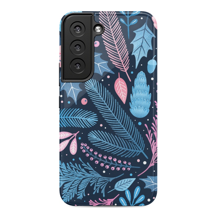Galaxy S22 StrongFit Seamless Christmas Pattern with Winter Plants. by ArtsCase