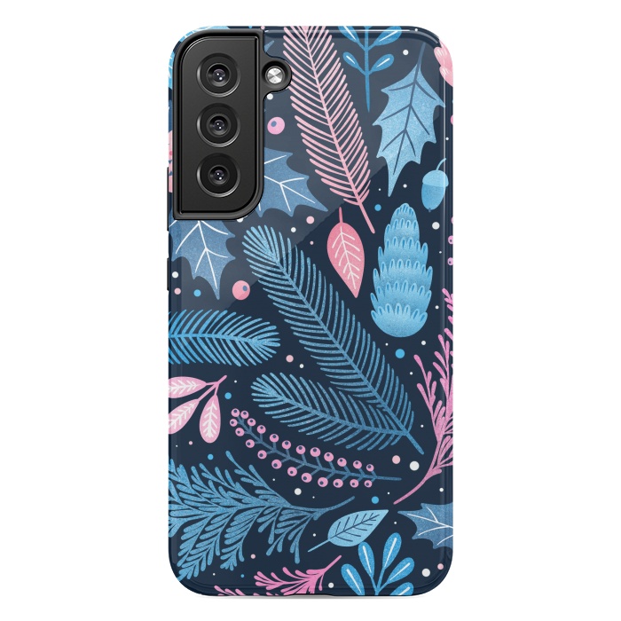 Galaxy S22 plus StrongFit Seamless Christmas Pattern with Winter Plants. by ArtsCase