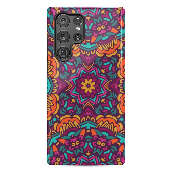 Galaxy S22 Ultra StrongFit Tiled Floral Doodle Design by ArtsCase