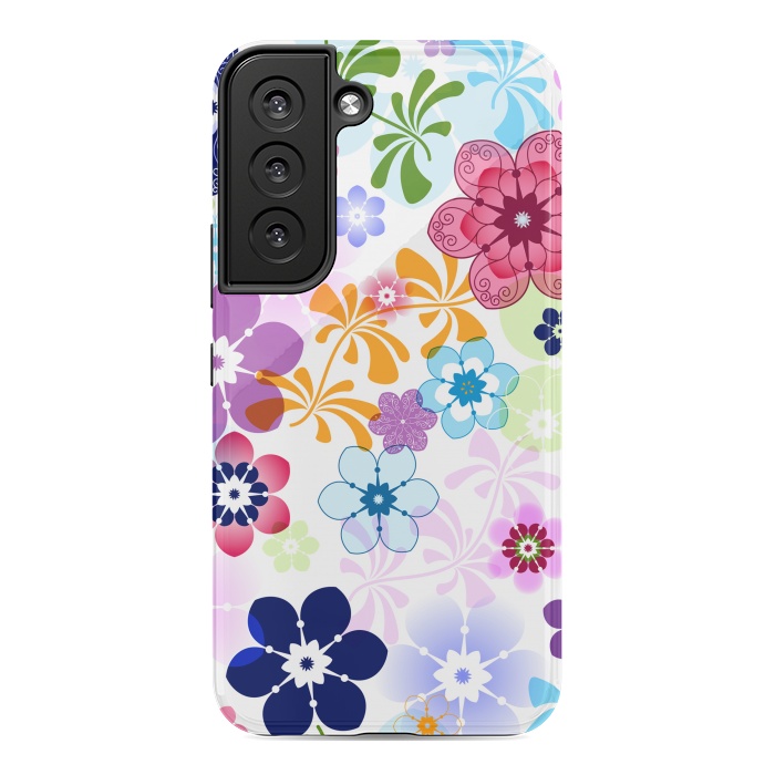 Galaxy S22 StrongFit Spring Colorful Seamless Floral Pattern with Transparent Flowers I by ArtsCase