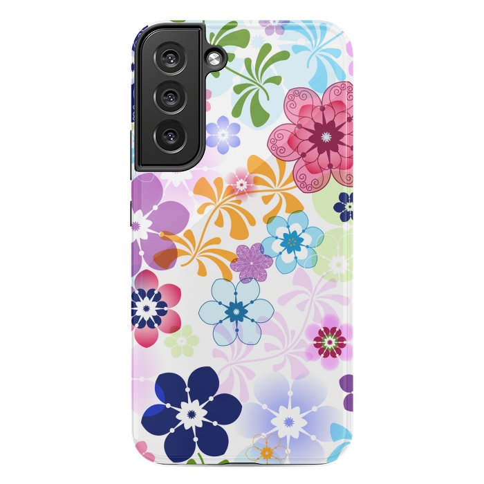 Galaxy S22 plus StrongFit Spring Colorful Seamless Floral Pattern with Transparent Flowers I by ArtsCase
