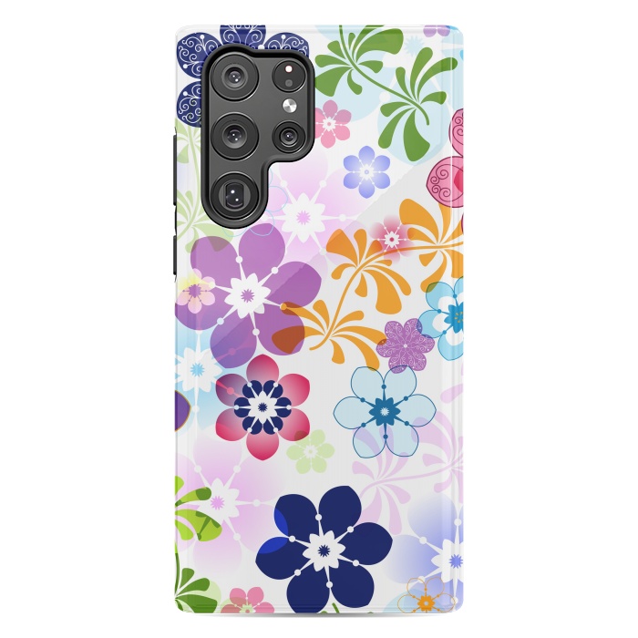 Galaxy S22 Ultra StrongFit Spring Colorful Seamless Floral Pattern with Transparent Flowers I by ArtsCase