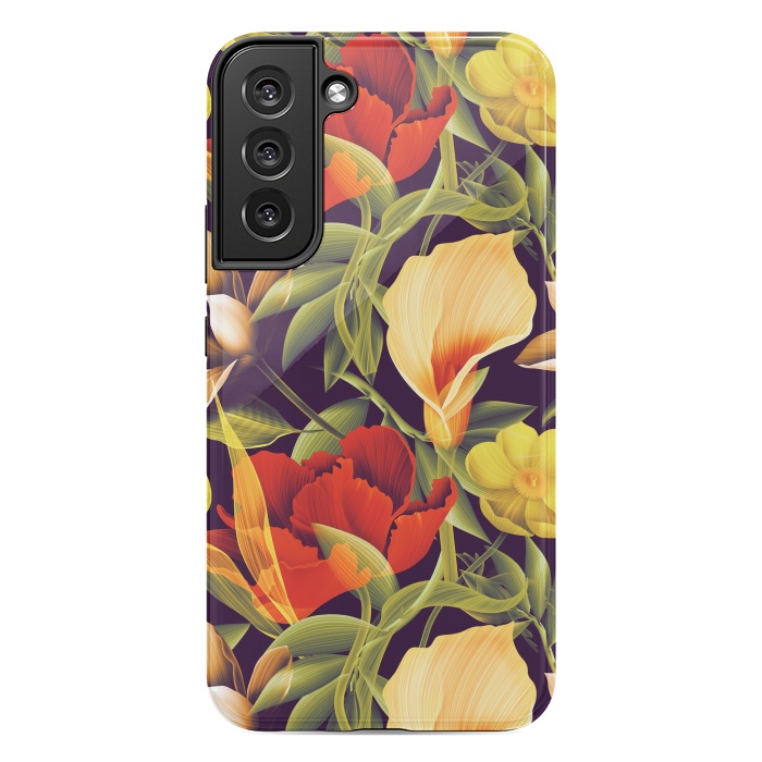 Galaxy S22 plus StrongFit Seamless Tropical Flower Plant and Leaf Pattern by ArtsCase