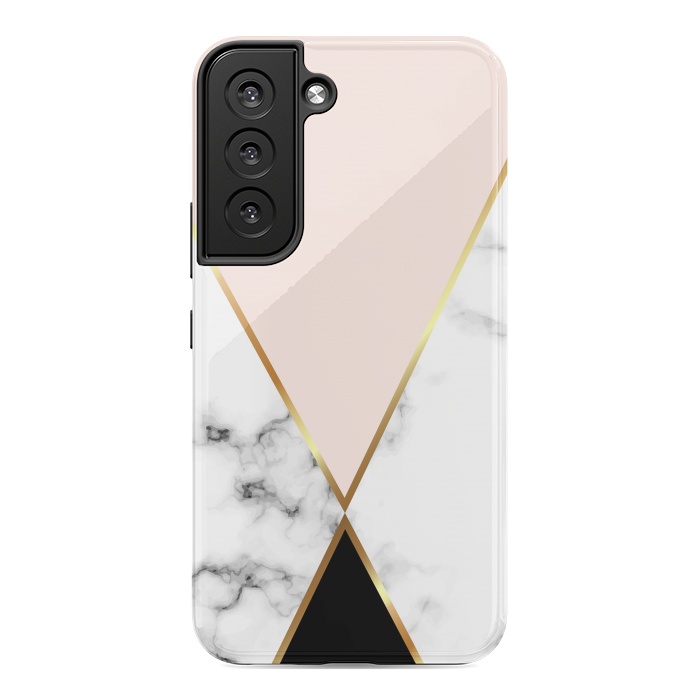 Galaxy S22 StrongFit Vector Marble Geometric Background with Black and Gold Triangles by ArtsCase