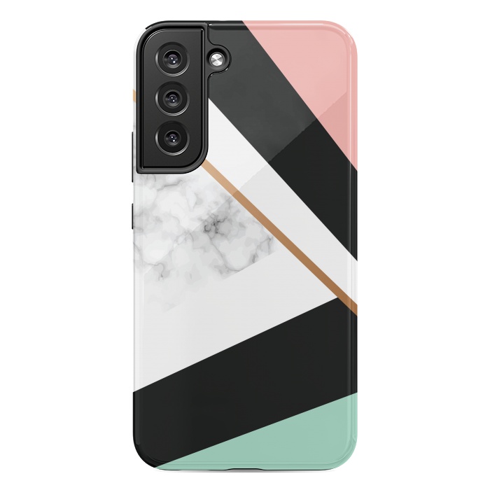 Galaxy S22 plus StrongFit Vector Marble Texture Design with Golden Geometric Lines by ArtsCase
