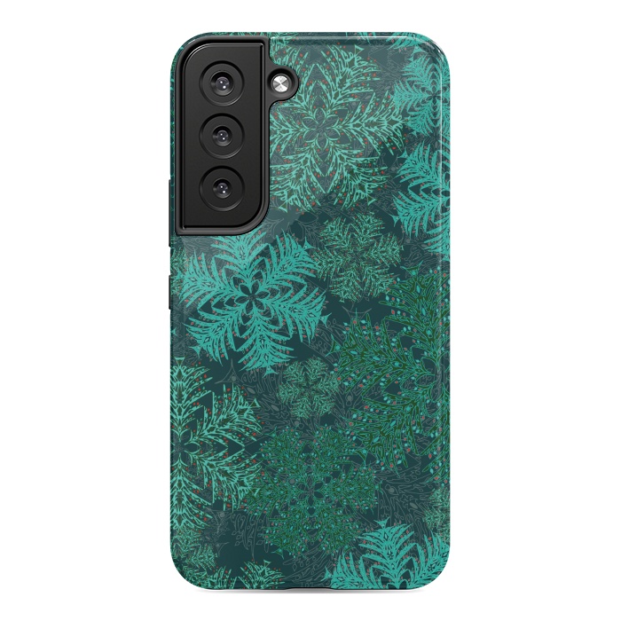 Galaxy S22 StrongFit Xmas Snowflakes Teal by Lotti Brown