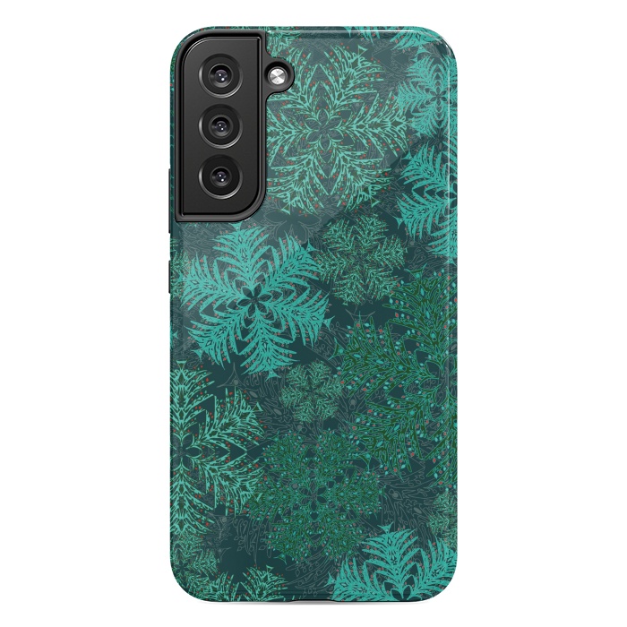 Galaxy S22 plus StrongFit Xmas Snowflakes Teal by Lotti Brown