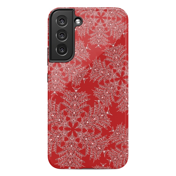Galaxy S22 plus StrongFit Holiday Mandalas (Red/White) by Lotti Brown