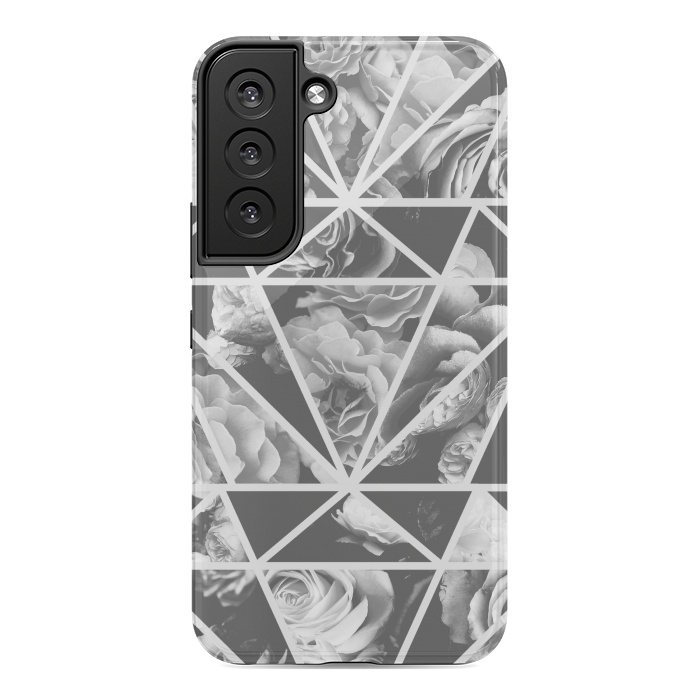 Galaxy S22 StrongFit Gray rose petals geo collage by Oana 
