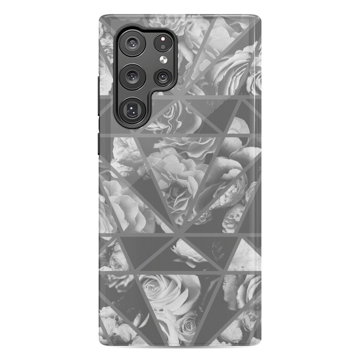 Galaxy S22 Ultra StrongFit Gray rose petals geo collage by Oana 