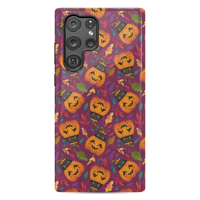 Galaxy S22 Ultra StrongFit Pumpkin Kitty by Noonday Design