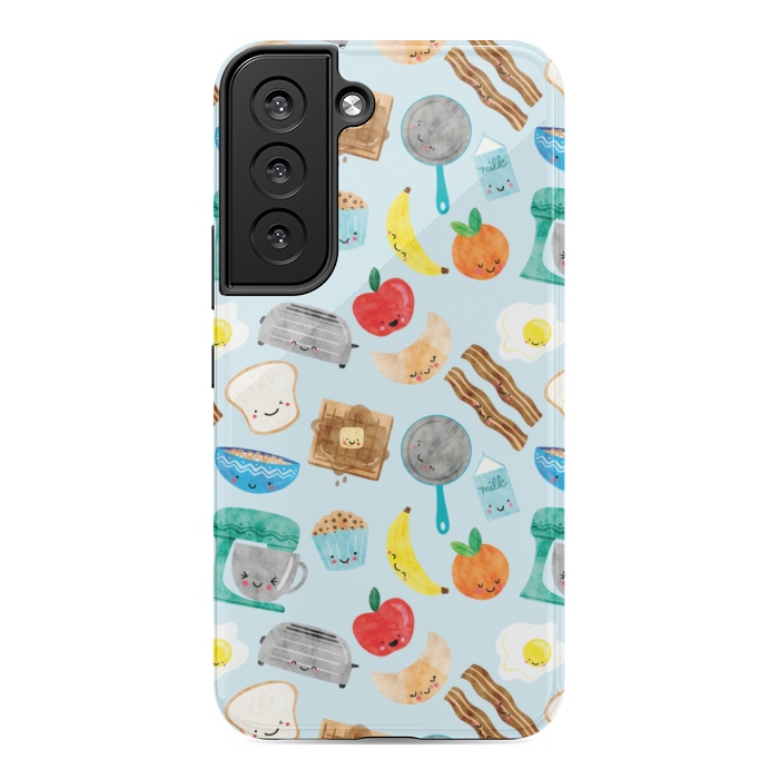 Galaxy S22 StrongFit Happy and Cute Breakfast Foods by Noonday Design