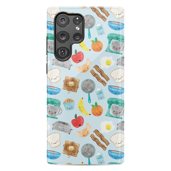 Galaxy S22 Ultra StrongFit Happy and Cute Breakfast Foods by Noonday Design