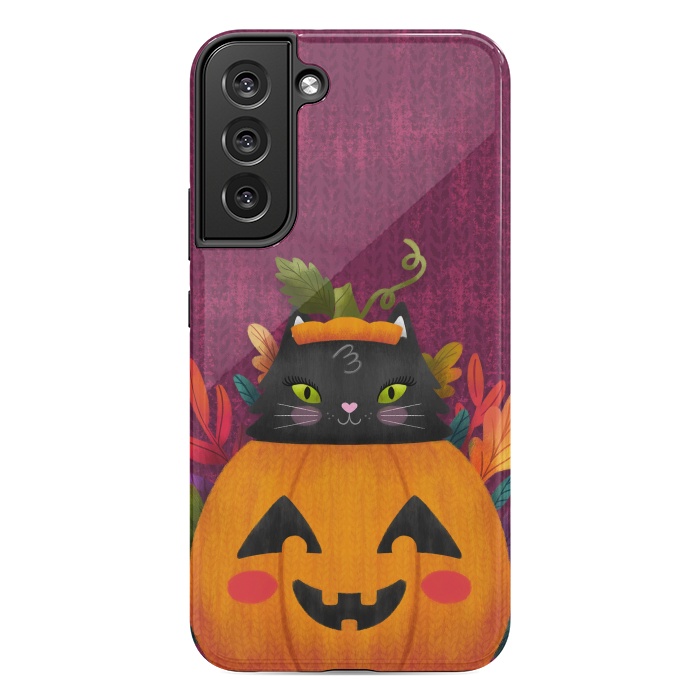 Galaxy S22 plus StrongFit Pumpkin Kitty Peekaboo by Noonday Design