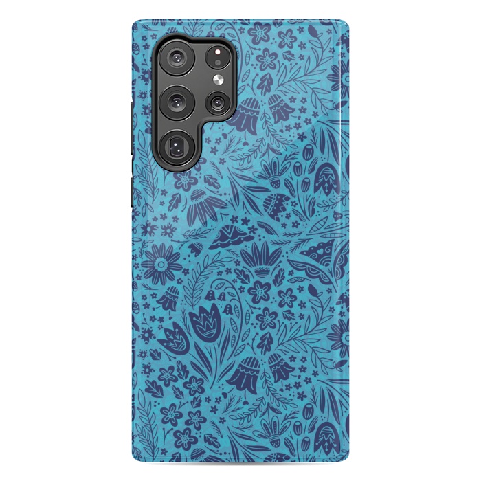 Galaxy S22 Ultra StrongFit Dainty Blue Floral by Noonday Design