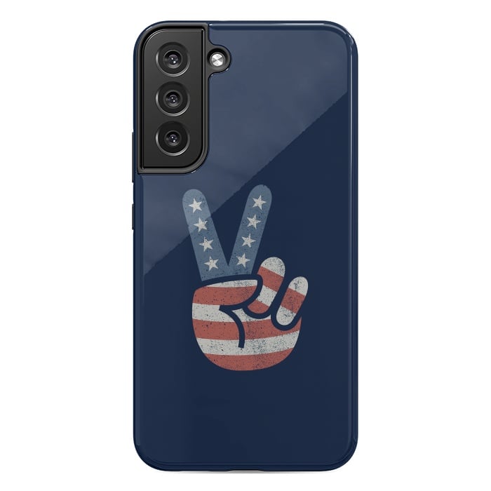 Galaxy S22 plus StrongFit Peace Love Hand USA Flag Vintage Solid by Vó Maria
