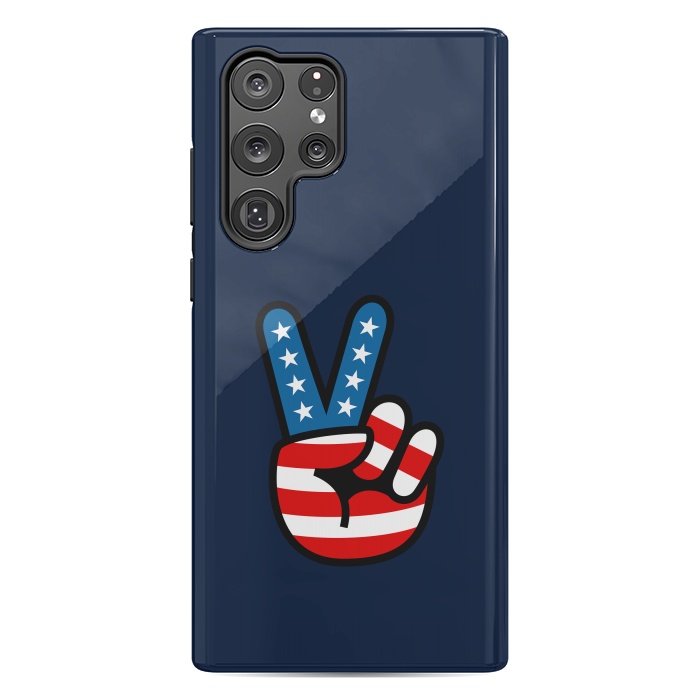 Galaxy S22 Ultra StrongFit Peace Love Hand USA Flag Vintage Solid 3 by Vó Maria